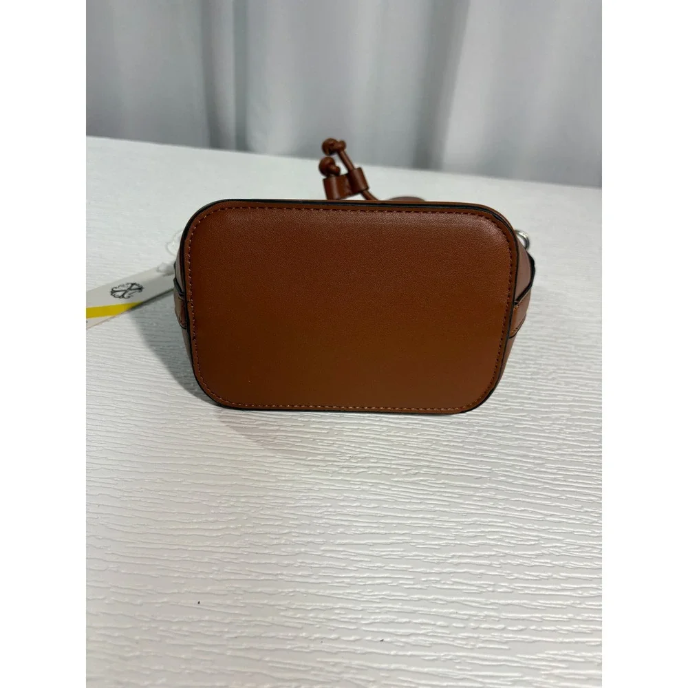 CXL Christian Lacroix Paulina Drawstring Bucket Crossbody Bag Black Cognac NEW